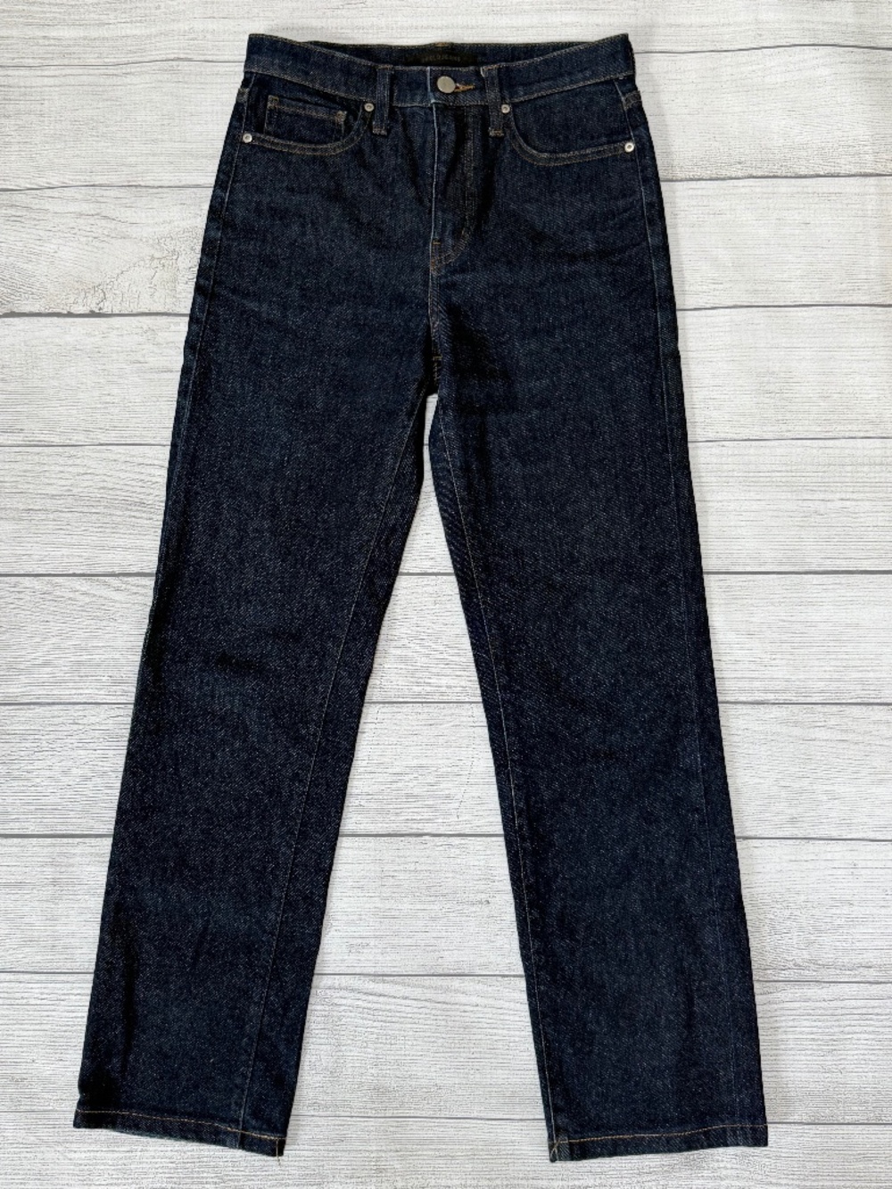 Uniqlo High Rise Slim Straight Jeans Dark Wash Stretch Denim Size 24 (61 cm)